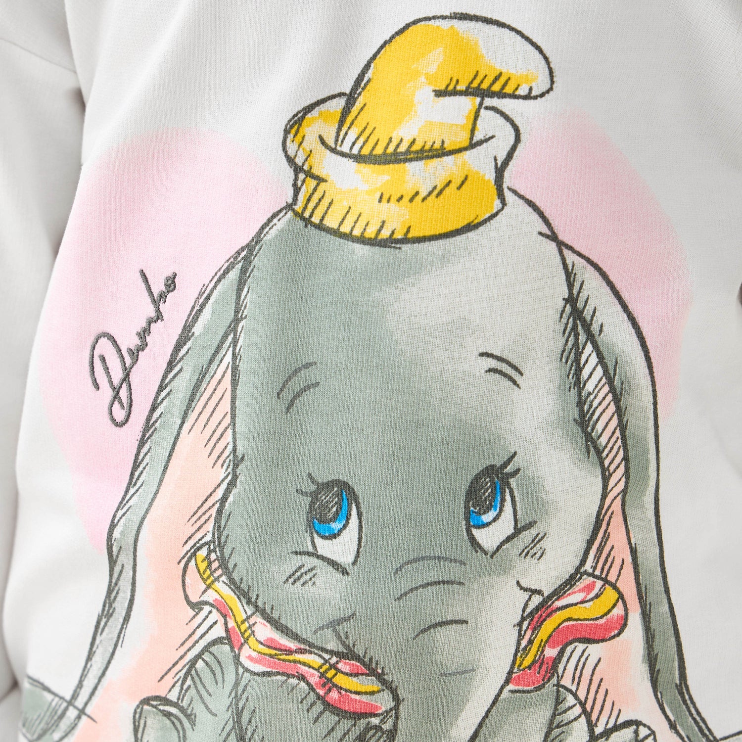 Disney Cotton Crew Neck Long Sleeves Pyjama Set with Dumbo Print