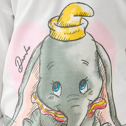 Disney Cotton Crew Neck Long Sleeves Pyjama Set with Dumbo Print