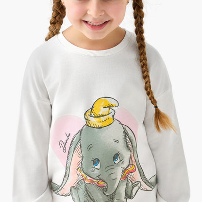 Disney Cotton Crew Neck Long Sleeves Pyjama Set with Dumbo Print
