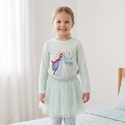 Set of 3 Disney Cotton Crew Neck Long Sleeves Pyjama Set with Frozen Print