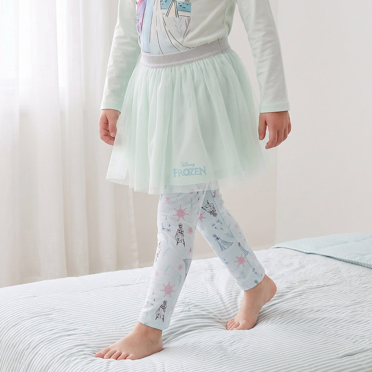 Set of 3 Disney Cotton Crew Neck Long Sleeves Pyjama Set with Frozen Print