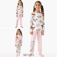 Pack of 2 Disney Cotton Round Neck Long Sleeves Pyjama Set with Bambi and Friends Print-undefined-image-1
