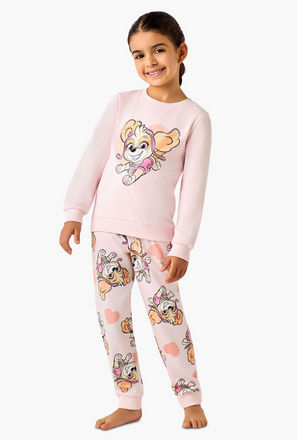 Cotton Crew Neck Long Sleeves Pyjama Set with Paw Patrol Print