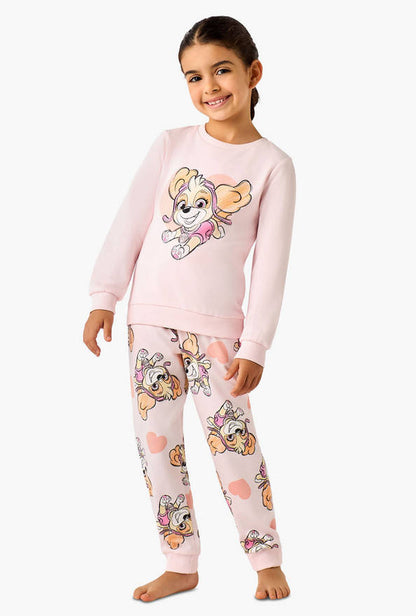 Cotton Crew Neck Long Sleeves Pyjama Set with Paw Patrol Print