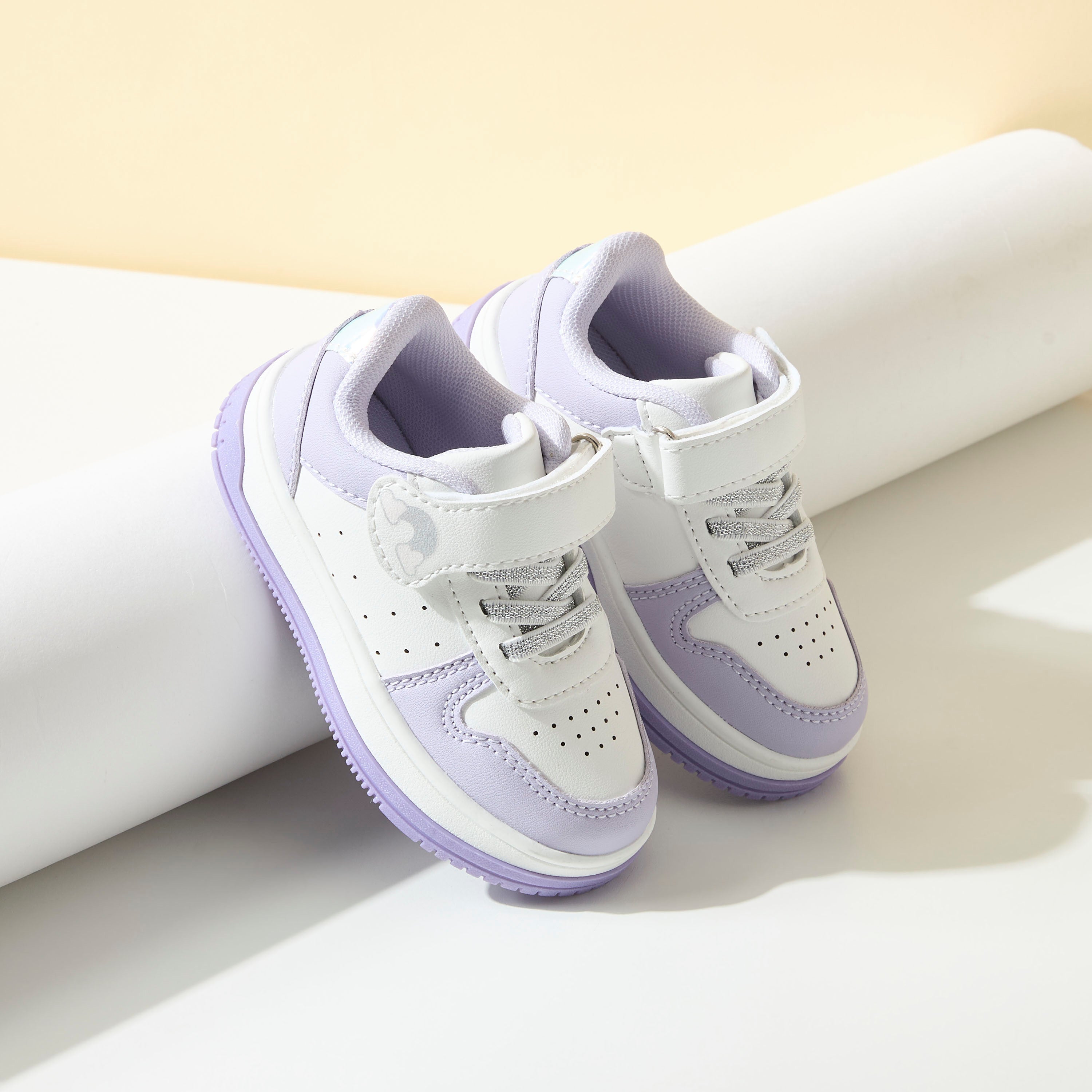 Panelled Sneakers with Hook and Loop Closure