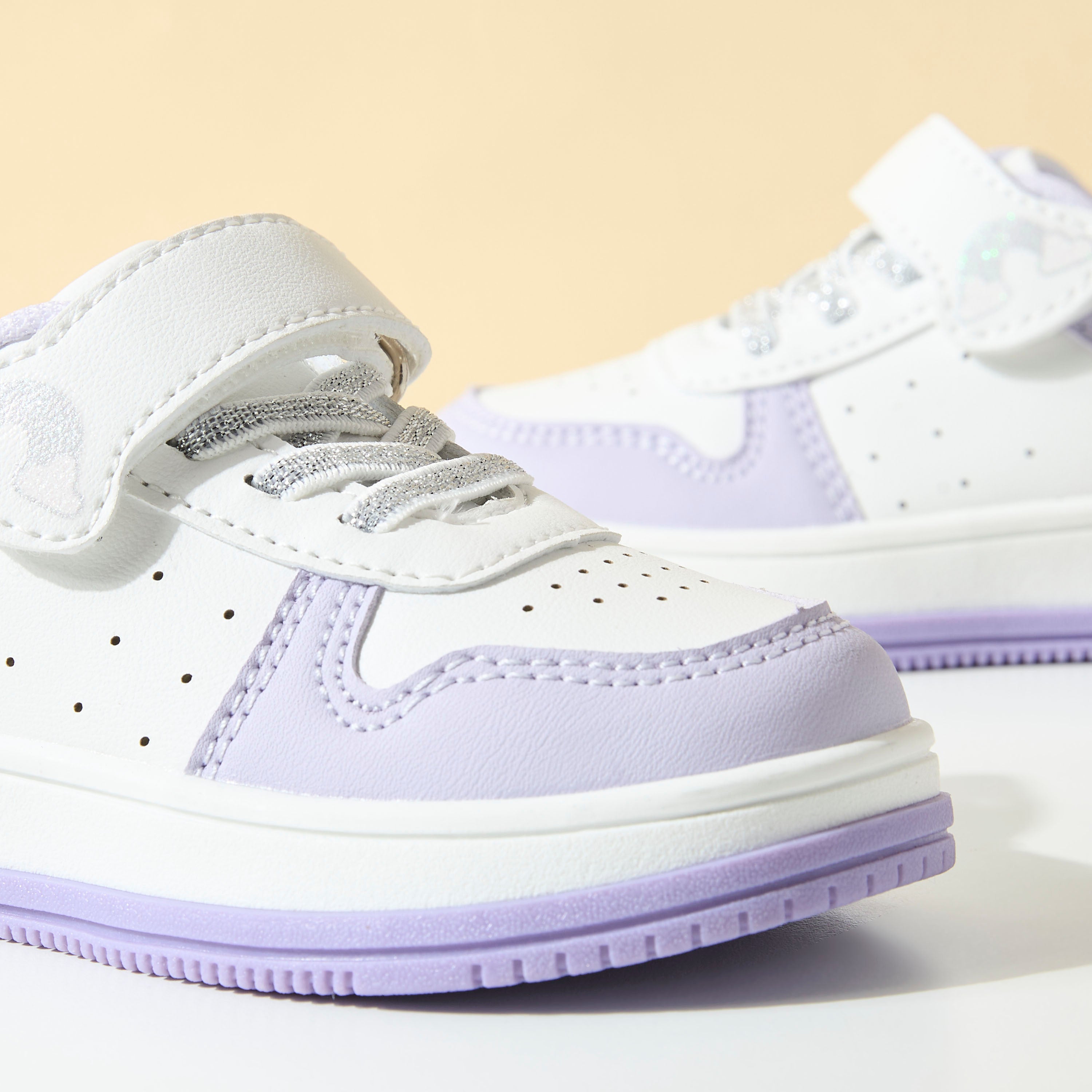 Panelled Sneakers with Hook and Loop Closure