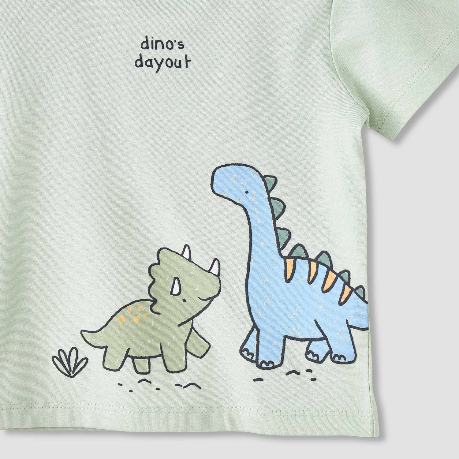 Juniors Boys Crew Neck T-shirt with Dinosaur Print - Cotton - Short Sleeves