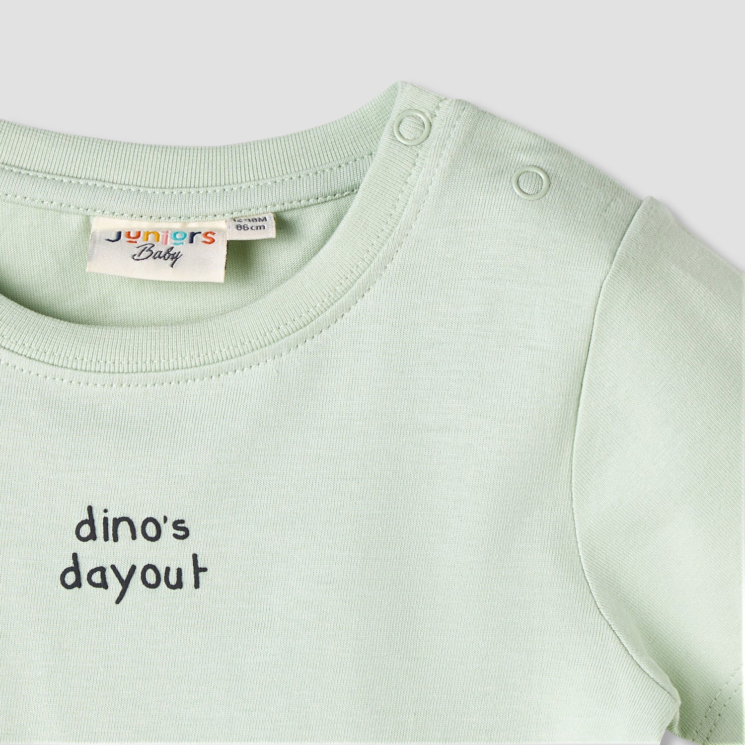 Juniors Boys Crew Neck T-shirt with Dinosaur Print - Cotton - Short Sleeves