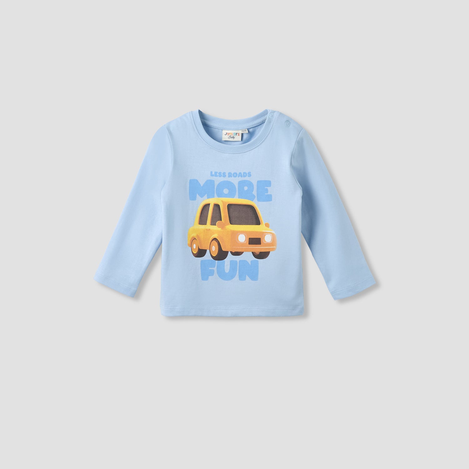 Juniors Crew Neck Long Sleeves T-shirt with Graphic Print - Blue / 12-18 mths