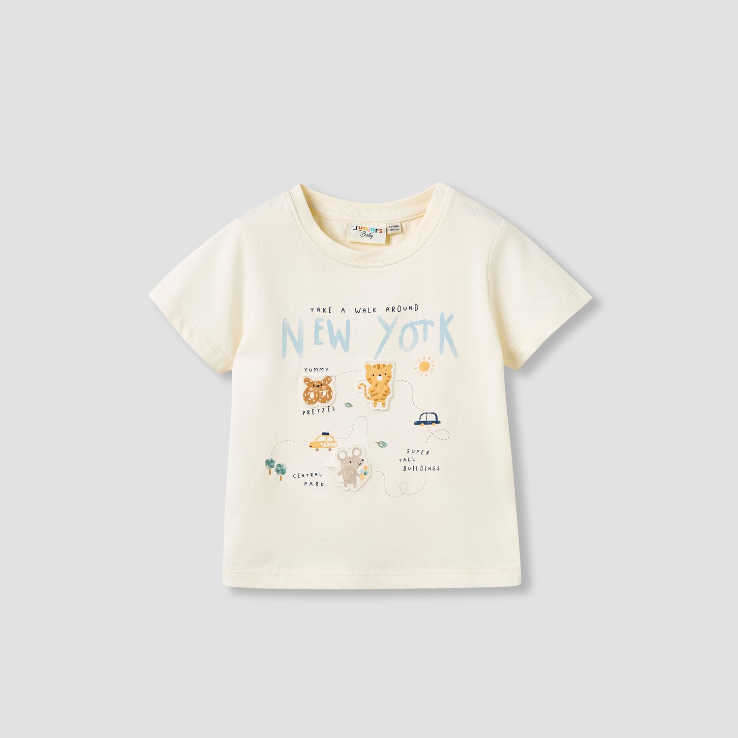 Juniors Boys Crew Neck T-shirt with Applique Accent - Cotton - Short Sleeves