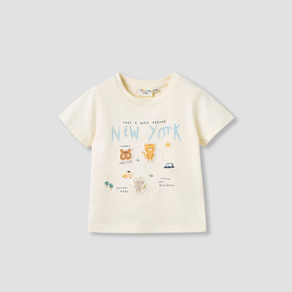 Juniors Boys Crew Neck T-shirt with Applique Accent - Cotton - Short Sleeves