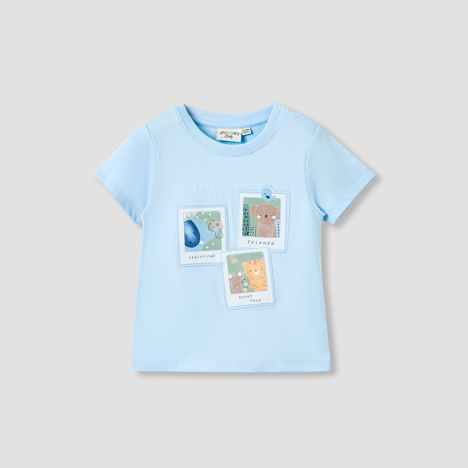 Juniors Boys Crew Neck T-shirt with Applique Accent - Cotton - Short Sleeves
