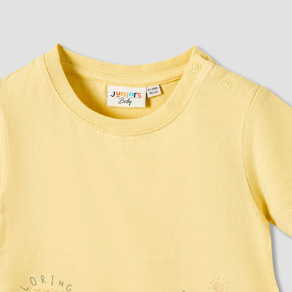 Juniors Boys Crew Neck T-shirt with Applique Accent - Cotton - Short Sleeves