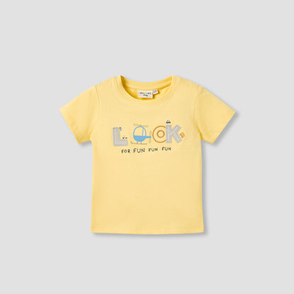 Juniors Boys Crew Neck T-shirt with Applique Accent - Cotton - Short Sleeves - Set of 3