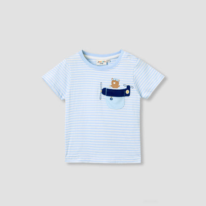 Juniors Boys Crew Neck T-shirt with Applique Accent - Cotton - Short Sleeves - Set of 3