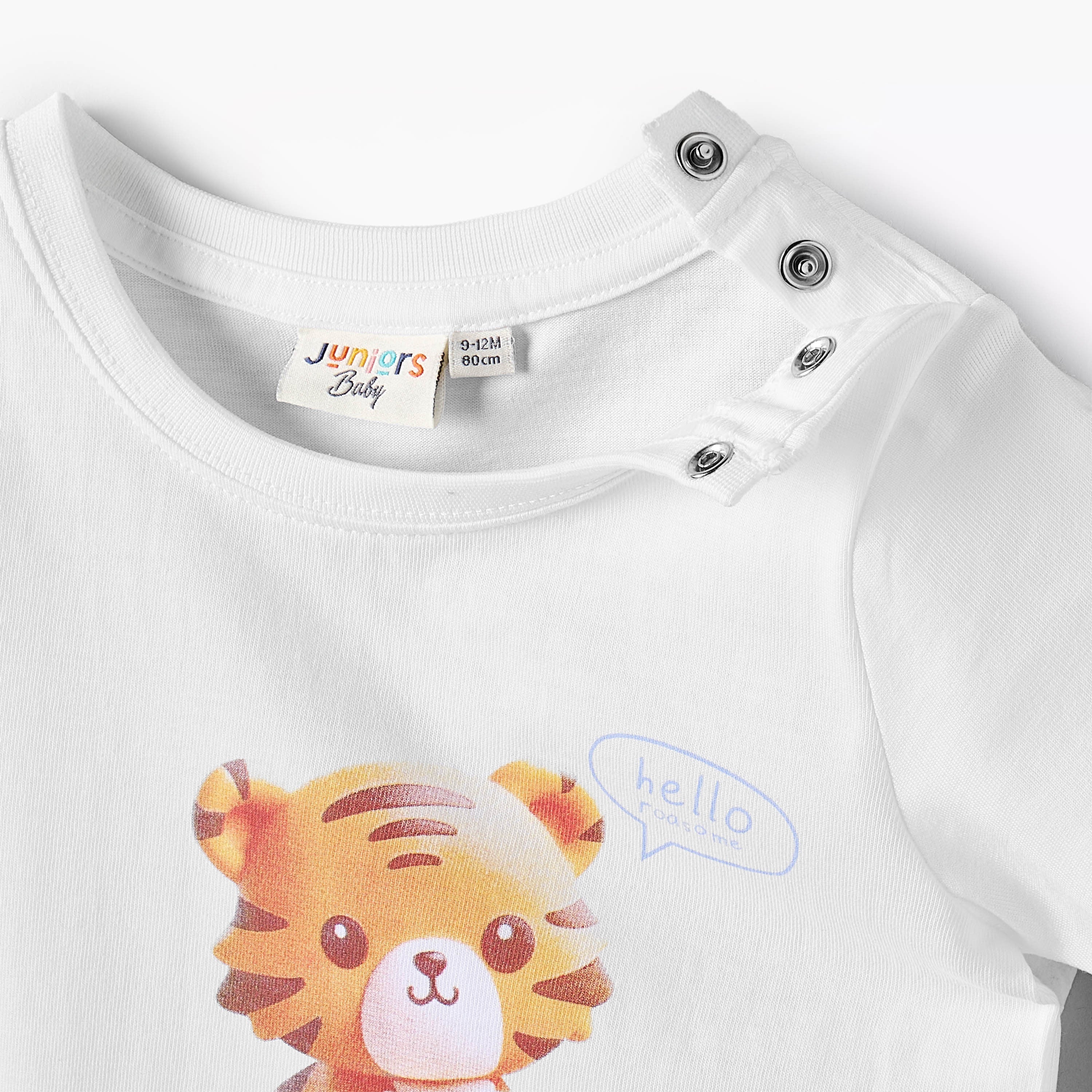 Juniors Round Neck Short Sleeves T-shirt with Tiger Print