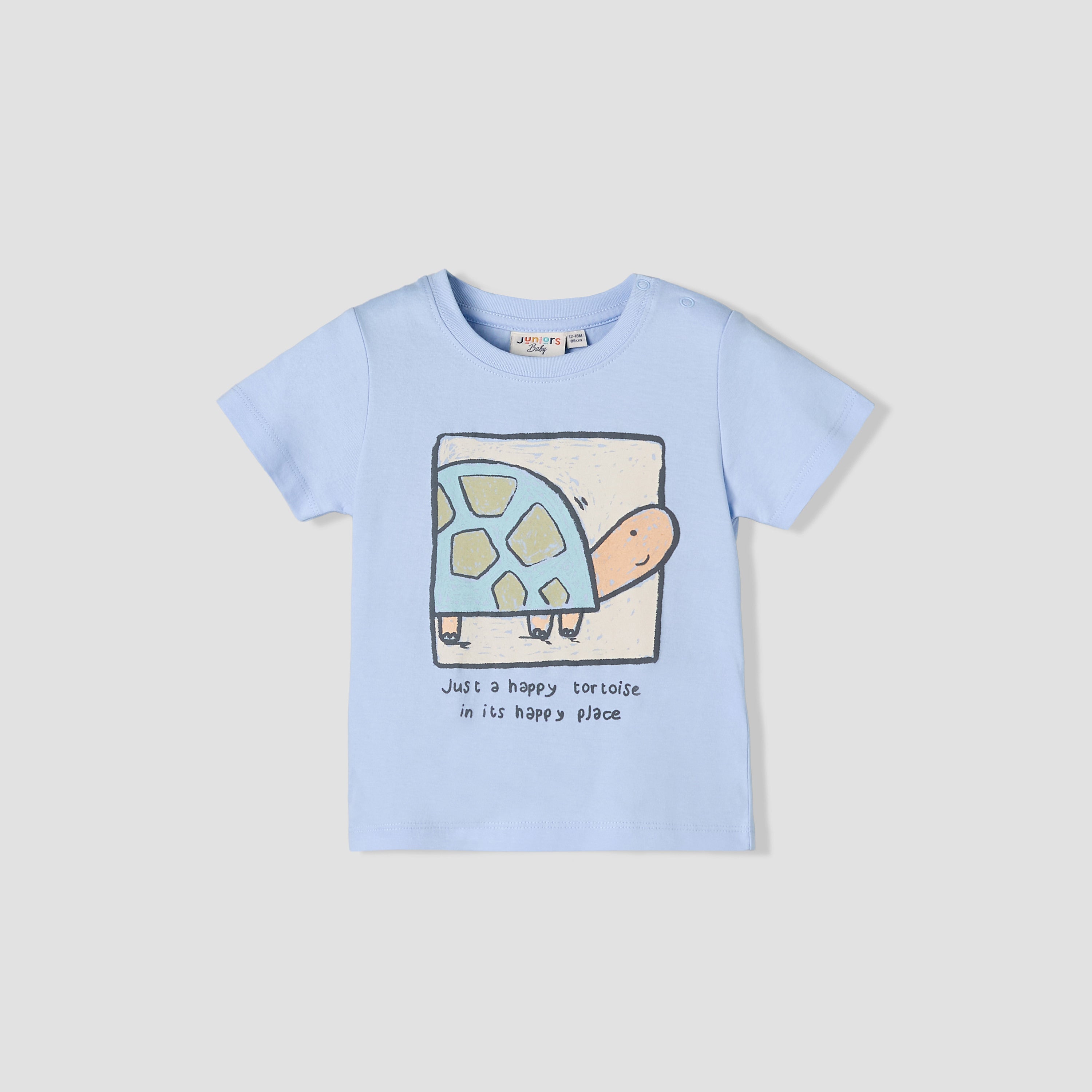 Juniors Crew Neck Short Sleeves T-shirt with Tortoise Print - Blue / 12-18 mths