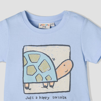 Juniors Crew Neck Short Sleeves T-shirt with Tortoise Print