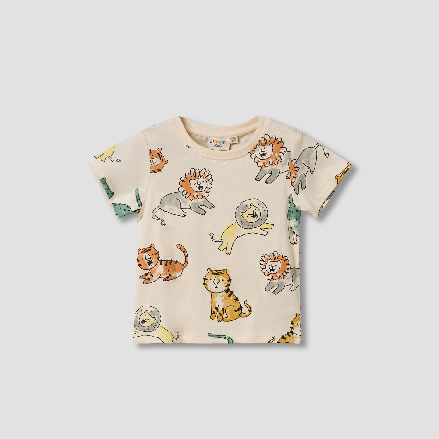 Juniors Crew Neck Short Sleeves T-shirt with Safari Print - Multicolour / 12-18 mths
