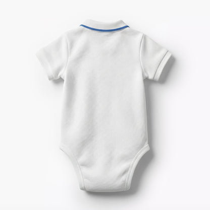 Juniors Short Sleeve Polo Bodysuit with Texture