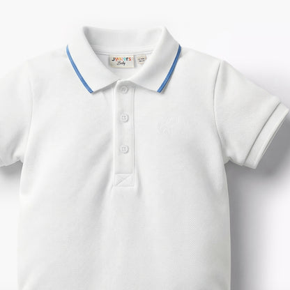 Juniors Short Sleeve Polo Bodysuit with Texture
