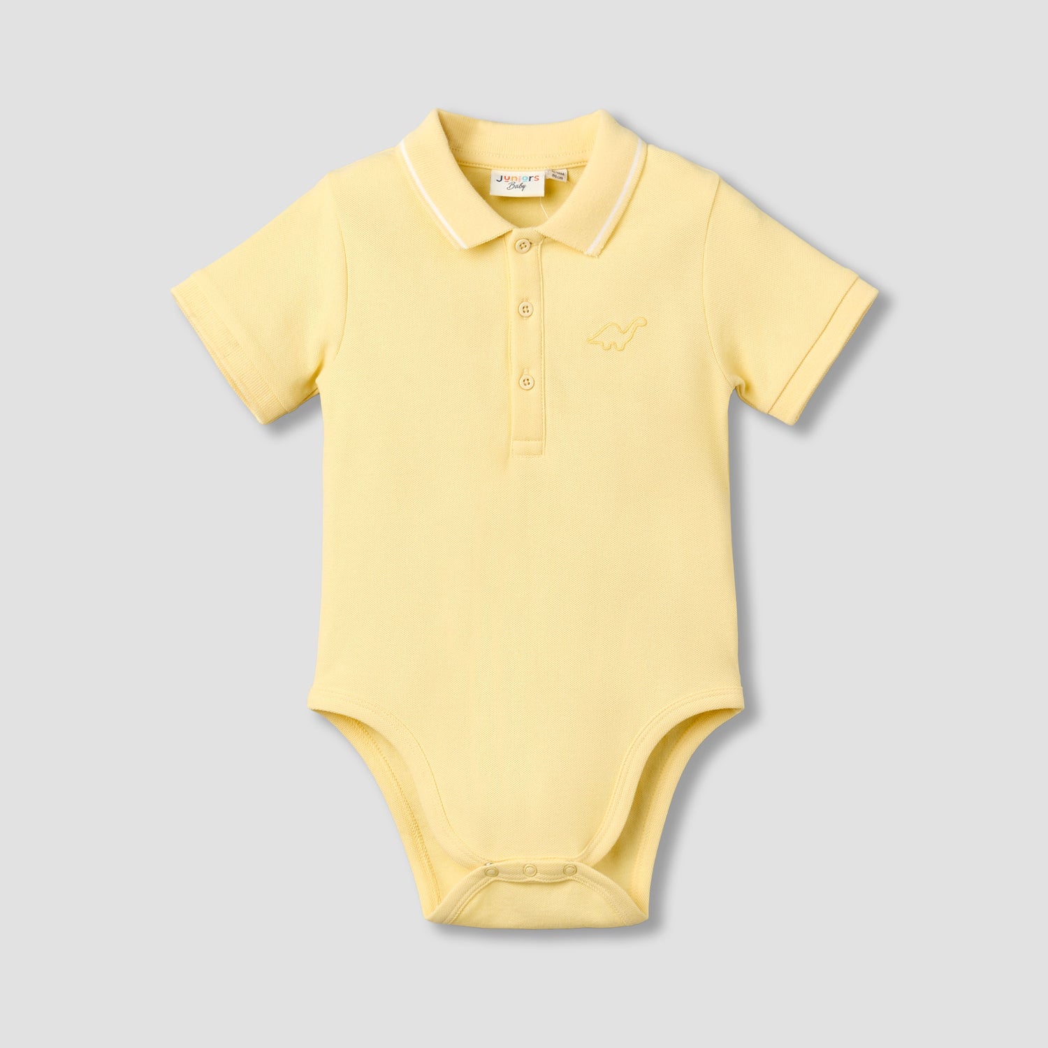 Juniors Short Sleeve Polo Bodysuit with Texture
