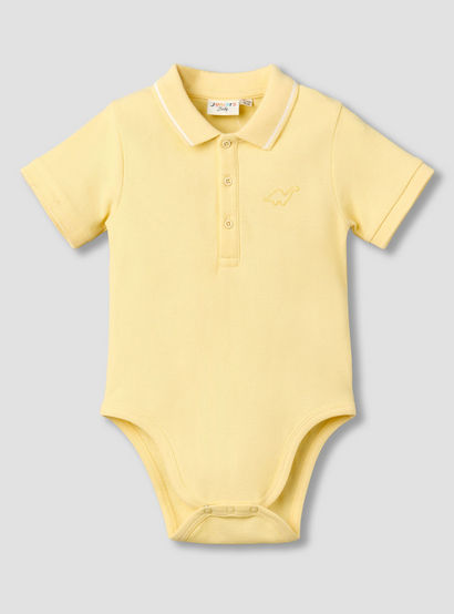 Juniors Short Sleeve Polo Bodysuit with Texture-baby-boys-clothing-bodysuits-image-2