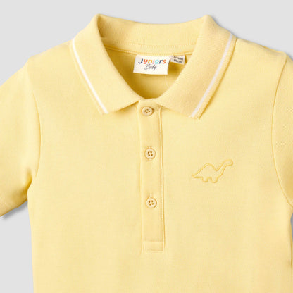 Juniors Short Sleeve Polo Bodysuit with Texture