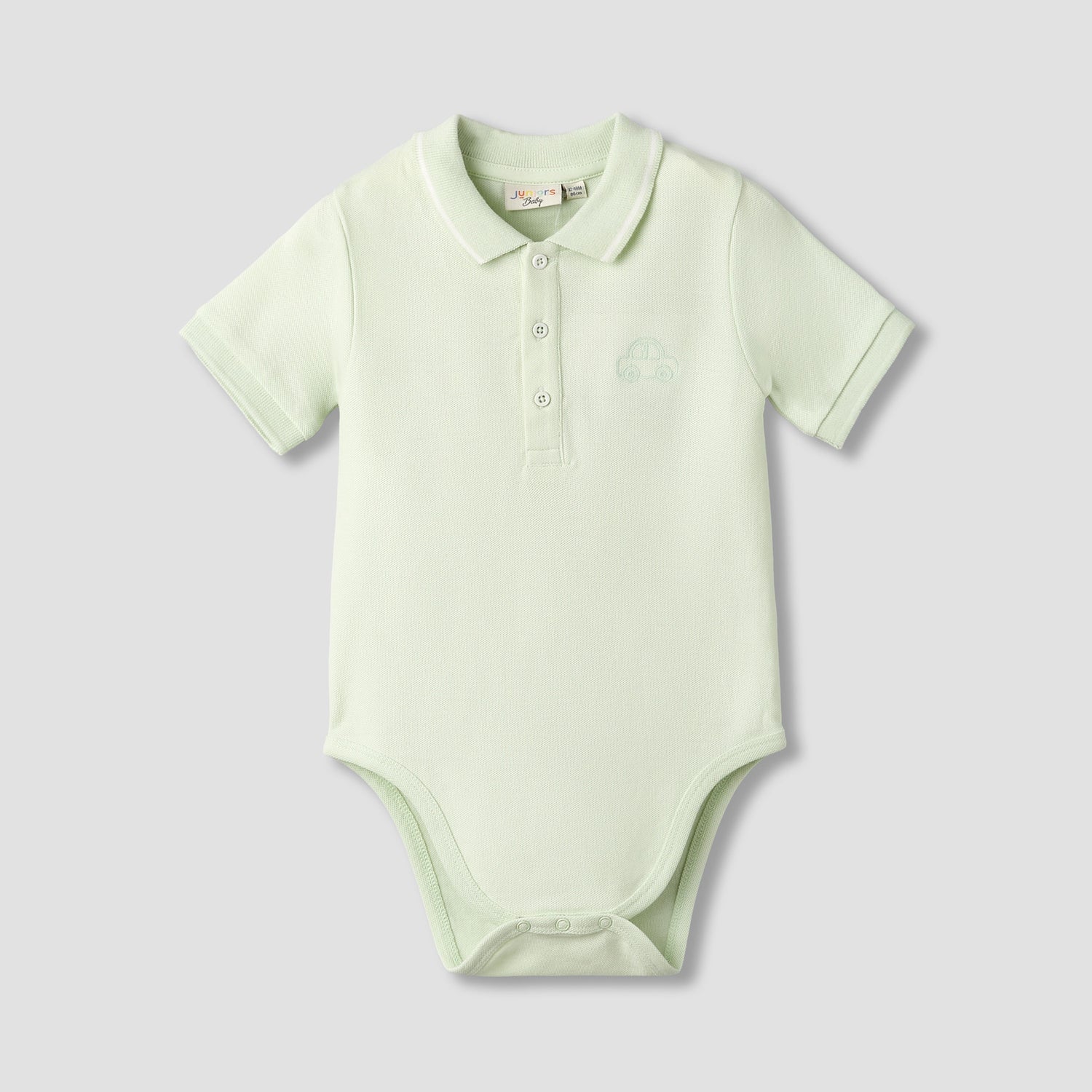 Juniors Short Sleeve Polo Bodysuit with Texture