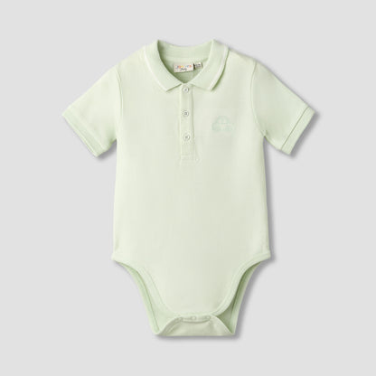 Juniors Short Sleeve Polo Bodysuit with Texture