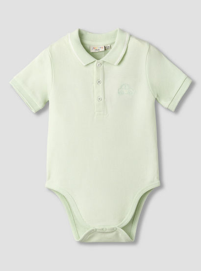 Juniors Short Sleeve Polo Bodysuit with Texture-baby-boys-clothing-bodysuits-image-2