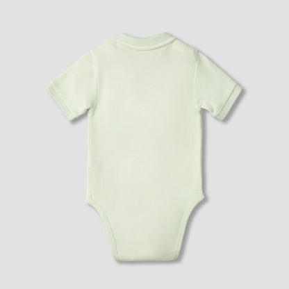 Juniors Short Sleeve Polo Bodysuit with Texture