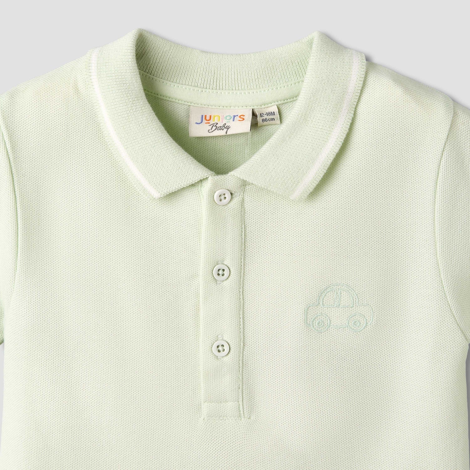 Juniors Short Sleeve Polo Bodysuit with Texture