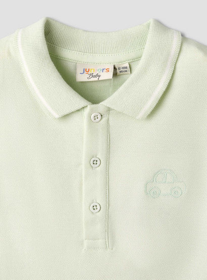 Juniors Short Sleeve Polo Bodysuit with Texture-baby-boys-clothing-bodysuits-image-4
