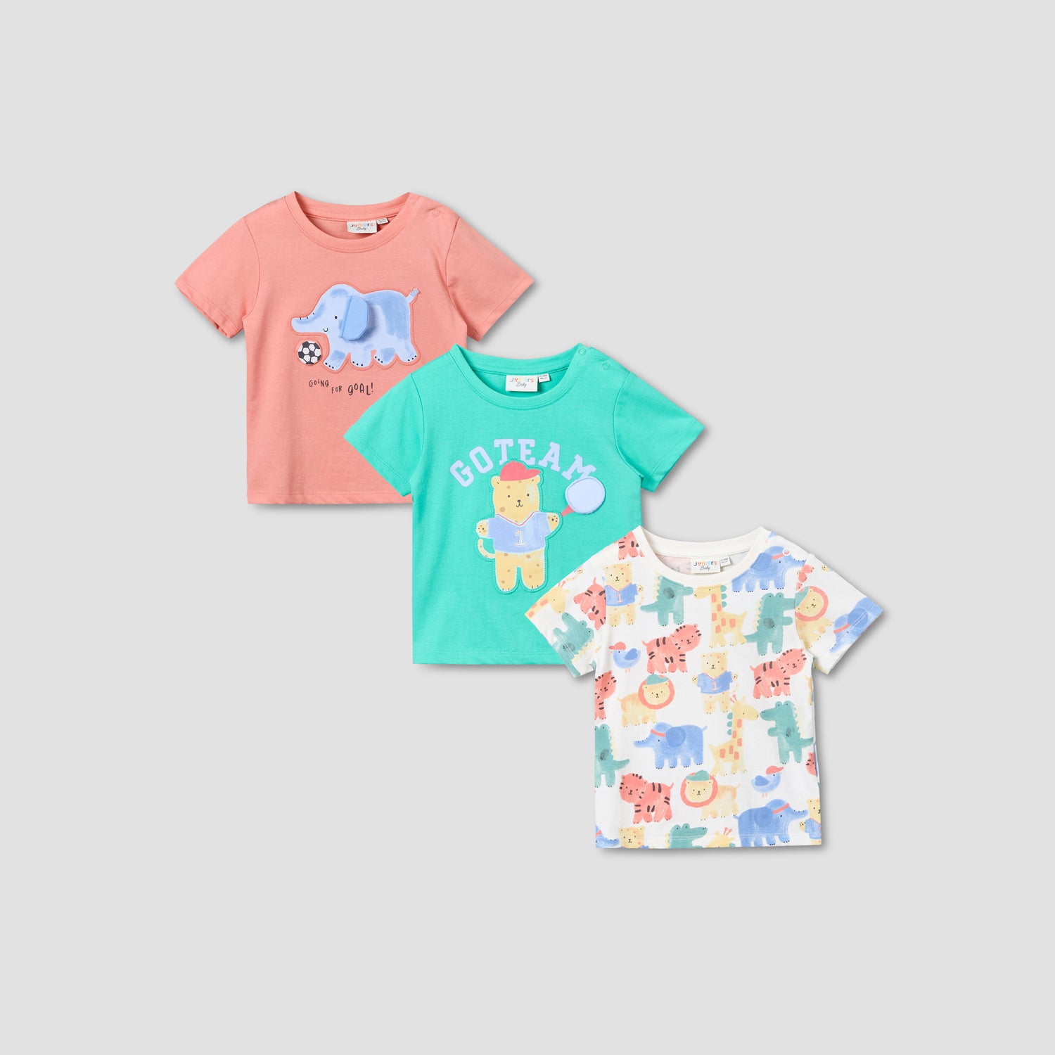 Pack of 3 Juniors Short Sleeves T-shirt with Fun Print - Multicolour / 12-18 mths