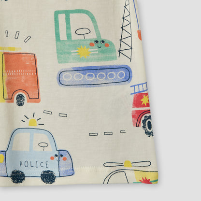 Pack of 3 Juniors Crew Neck Short Sleeves T-shirt with Vehicle Print