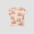 Juniors Crew Neck Short Sleeves T-shirt with Dinosaur Bus Print - Beige / 12-18 mths