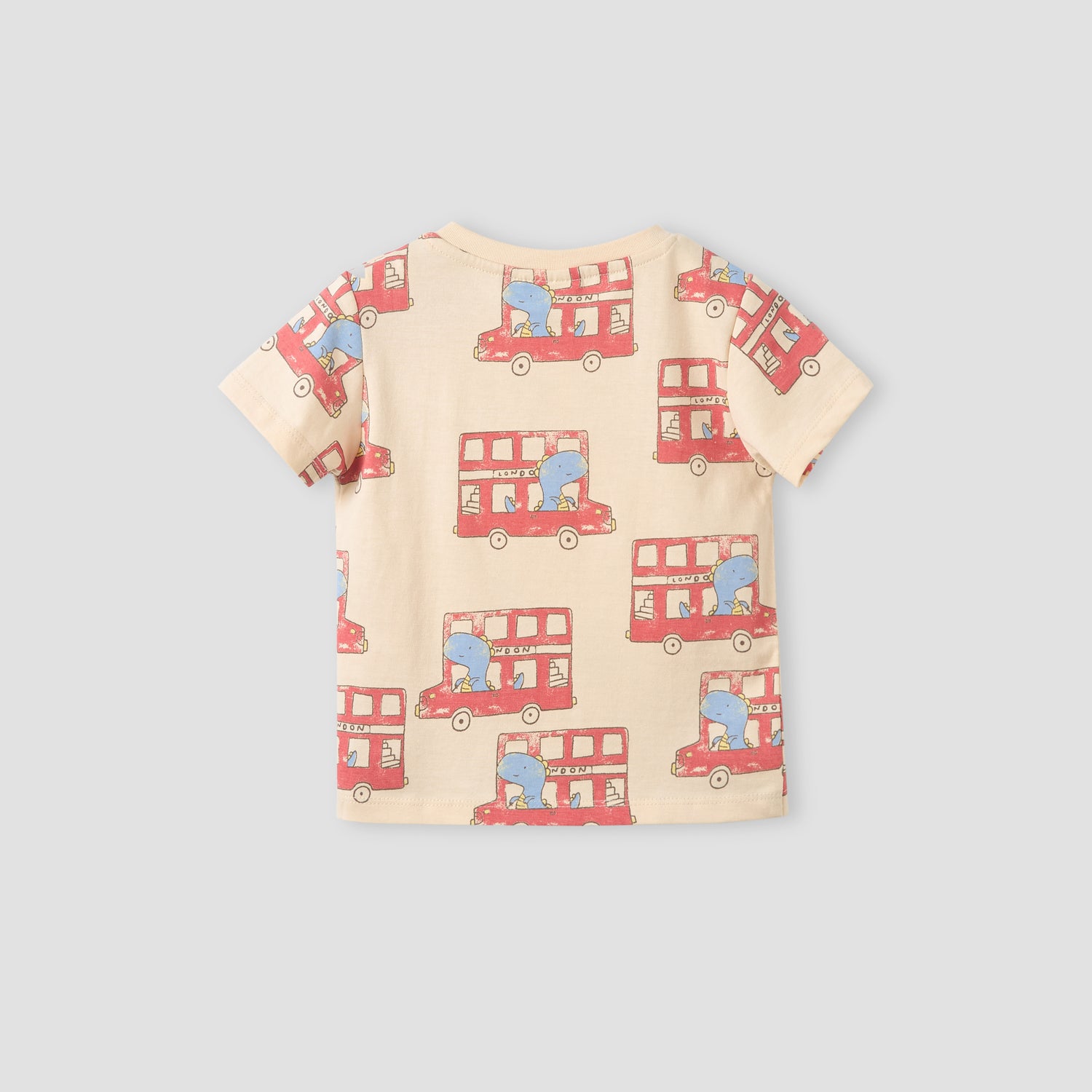 Juniors Crew Neck Short Sleeves T-shirt with Dinosaur Bus Print