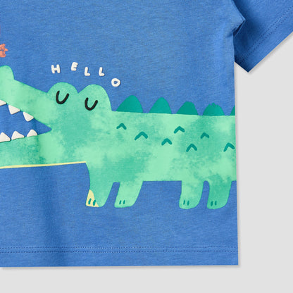 Juniors Crew Neck Short Sleeves T-shirt with Alligator Print