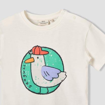 Juniors Crew Neck Short Sleeves T-shirt with Seagull Print