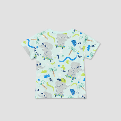 Juniors Crew Neck Short Sleeves T-shirt with Elephant Print