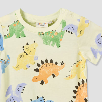 Juniors Crew Neck Short Sleeves T-shirt with Dinosaur Print