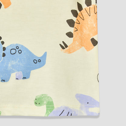 Juniors Crew Neck Short Sleeves T-shirt with Dinosaur Print