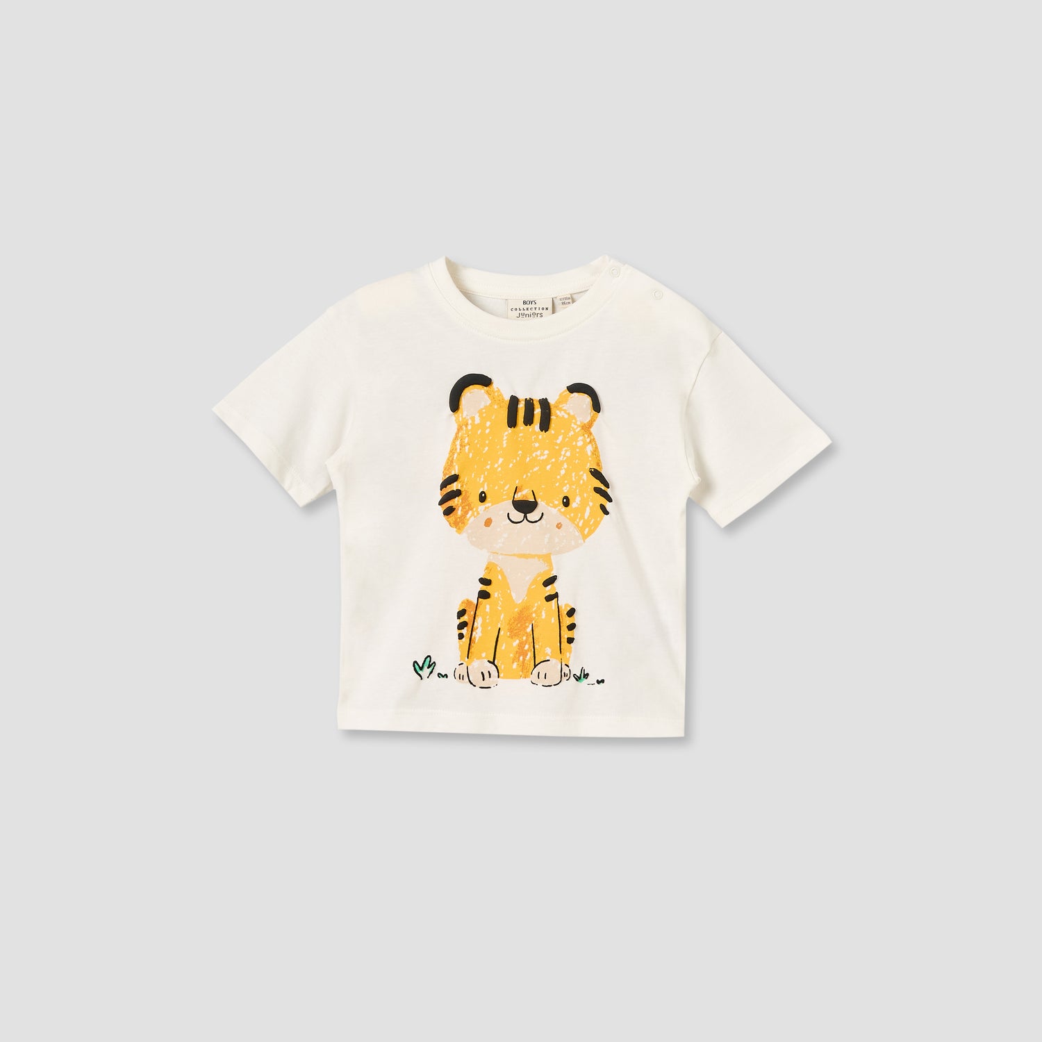 Juniors Crew Neck Short Sleeves T-shirt with Tiger Print