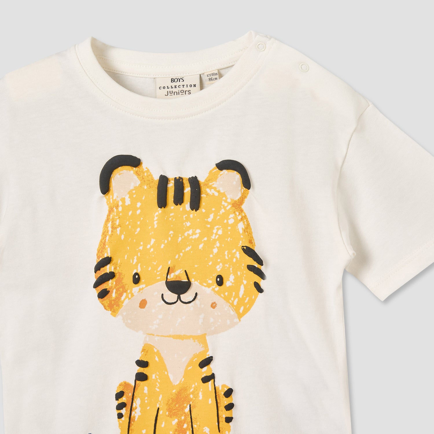 Juniors Crew Neck Short Sleeves T-shirt with Tiger Print