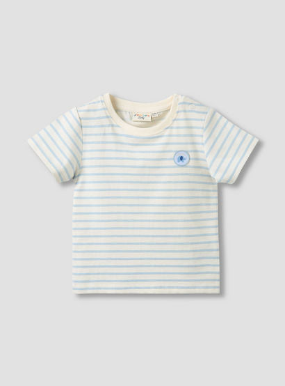 Juniors Crew Neck Short Sleeve T-shirt and Dungaree Set with Elephant Applique Detail-baby-boys-clothing-setsandcoords-image-3