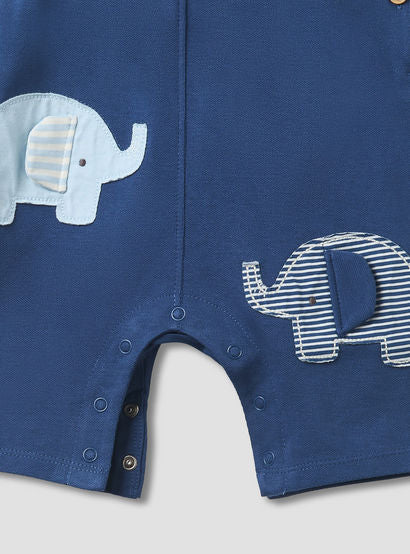 Juniors Crew Neck Short Sleeve T-shirt and Dungaree Set with Elephant Applique Detail-baby-boys-clothing-setsandcoords-image-6
