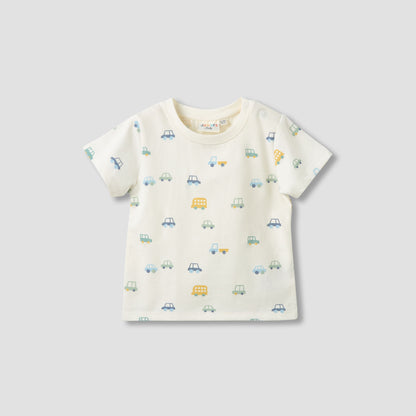 Juniors Crew Neck Short Sleeve T-shirt and Dungaree Set with Stripes