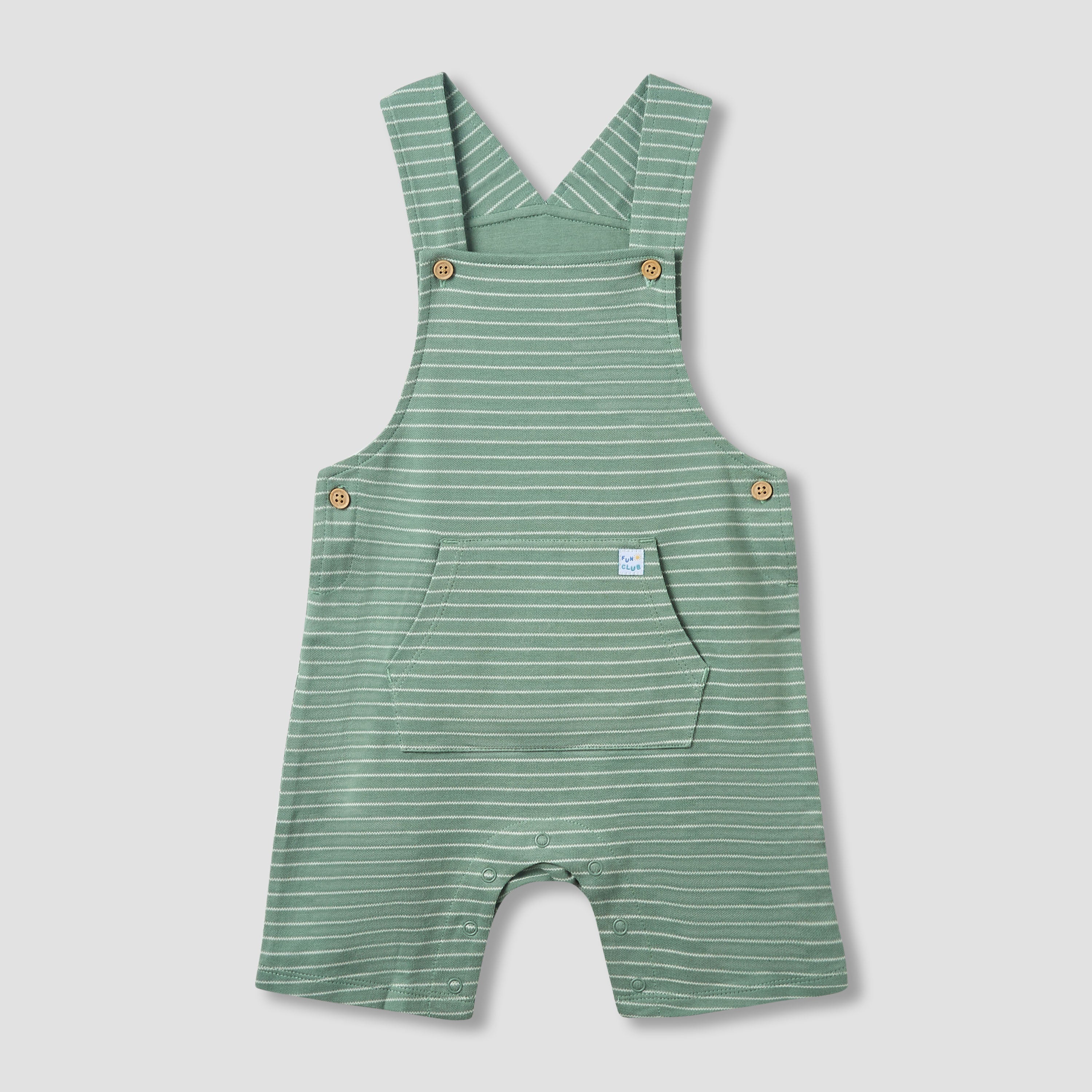 Juniors Crew Neck Short Sleeve T-shirt and Dungaree Set with Stripes