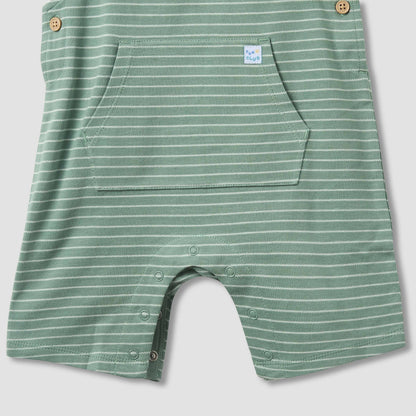 Juniors Crew Neck Short Sleeve T-shirt and Dungaree Set with Stripes